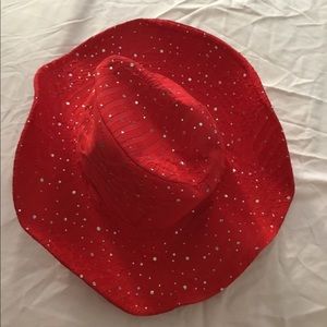 Red GLITTER Sequin Trim Cowboy Hat